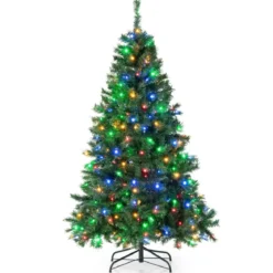 Künstlicher Weihnachtsbaum Beleuchteter Tannenbaum mit LEDs und Metallständer Ø 96 x 183 cm Grün