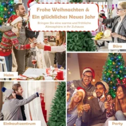 Künstlicher Weihnachtsbaum Beleuchteter Tannenbaum mit LEDs und Metallständer Ø 96 x 183 cm Grün