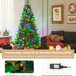 Künstlicher Weihnachtsbaum Beleuchteter Tannenbaum mit LEDs und Metallständer Ø 96 x 183 cm Grün