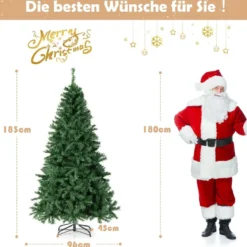 Künstlicher Weihnachtsbaum Beleuchteter Tannenbaum mit LEDs und Metallständer Ø 96 x 183 cm Grün