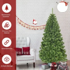 Künstlicher Weihnachtsbaum 180cm Tannenbaum Christbaum mit Metallständer Grün