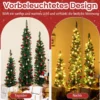 Künstlicher Weihnachtsbaum 3er Set Bleistift Tannenbaum mit Beleuchtung Grün