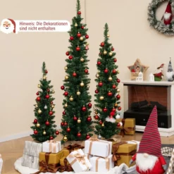 Künstlicher Weihnachtsbaum 3er Set Bleistift Tannenbaum mit Beleuchtung Grün