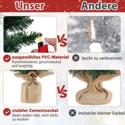 Künstlicher Weihnachtsbaum 3er Set Bleistift Tannenbaum mit Beleuchtung Grün