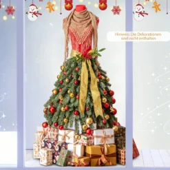 Künstlicher Weihnachtsbaum in Schneiderpuppen Optik mit Abnehmbarem Schal & Roten Beeren