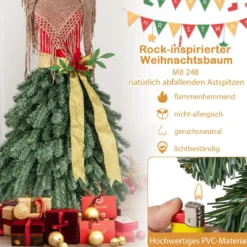 Künstlicher Weihnachtsbaum in Schneiderpuppen Optik mit Abnehmbarem Schal & Roten Beeren