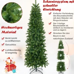 Künstlicher Weihnachtsbaum mit warmweißen & mehrfarbigen LED-Lichtern und 648 dichte Zweigspitzen 180 cm