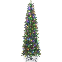 Künstlicher Weihnachtsbaum mit Warmweißen & Mehrfarbigen LED-Lichtern und 796 Dichte Zweigspitzen 225 cm