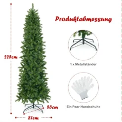Künstlicher Weihnachtsbaum mit Warmweißen & Mehrfarbigen LED-Lichtern und 796 Dichte Zweigspitzen 225 cm