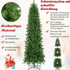 Künstlicher Weihnachtsbaum mit Warmweißen & Mehrfarbigen LED-Lichtern und 796 Dichte Zweigspitzen 225 cm