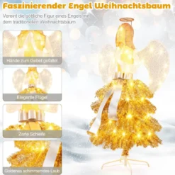 Künstlicher Weihnachtsbaum mit Engelsfigur Weihnachtsdeko mit warmweißen LED-Lichtern