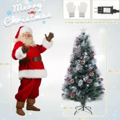 Künstlicher Weihnachtsbaum mit Beleuchtung & Schnee & Sternspitze Tannenbaum Christbaum