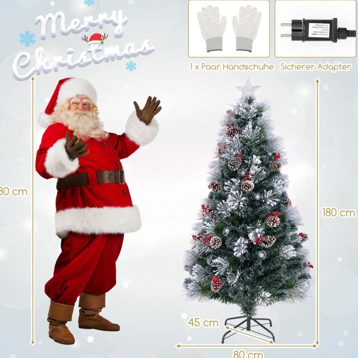 Künstlicher Weihnachtsbaum mit Beleuchtung & Schnee & Sternspitze Tannenbaum Christbaum