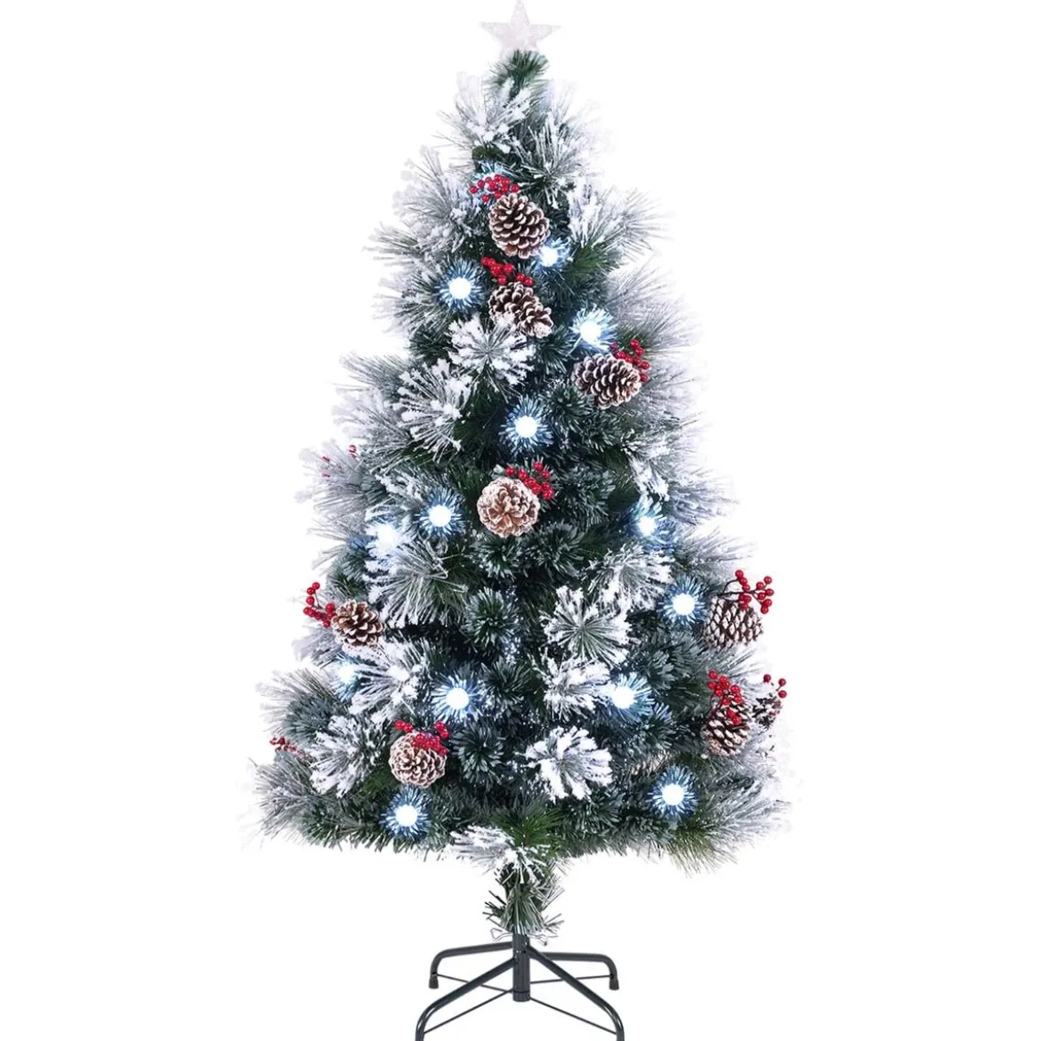 Künstlicher Weihnachtsbaum mit Beleuchtung & Schnee & Sternspitze Tannenbaum Christbaum