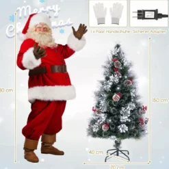 Künstlicher Weihnachtsbaum mit Beleuchtung & Schnee & Sternspitze Tannenbaum Christbaum