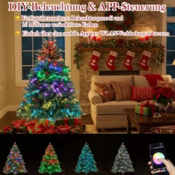 Künstlicher Weihnachtsbaum mit Beleuchtung und Fernbedienung 150 cm Tannenbaum mit 250 APP-gesteuerte mehrfarbige RGB-Lichter