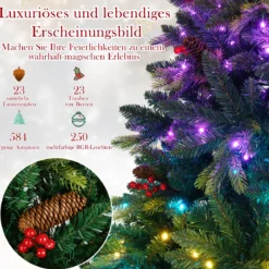 Künstlicher Weihnachtsbaum mit Beleuchtung und Fernbedienung 150 cm Tannenbaum mit 250 APP-gesteuerte mehrfarbige RGB-Lichter