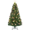 Künstlicher Weihnachtsbaum mit Beleuchtung & Warmweißen LEDs & Roten Beeren & Sternspitze