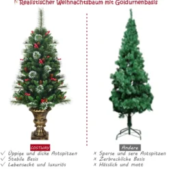 Künstlicher Weihnachtsbaum mit Kiefernzapfen & Roten Beeren 120 cm