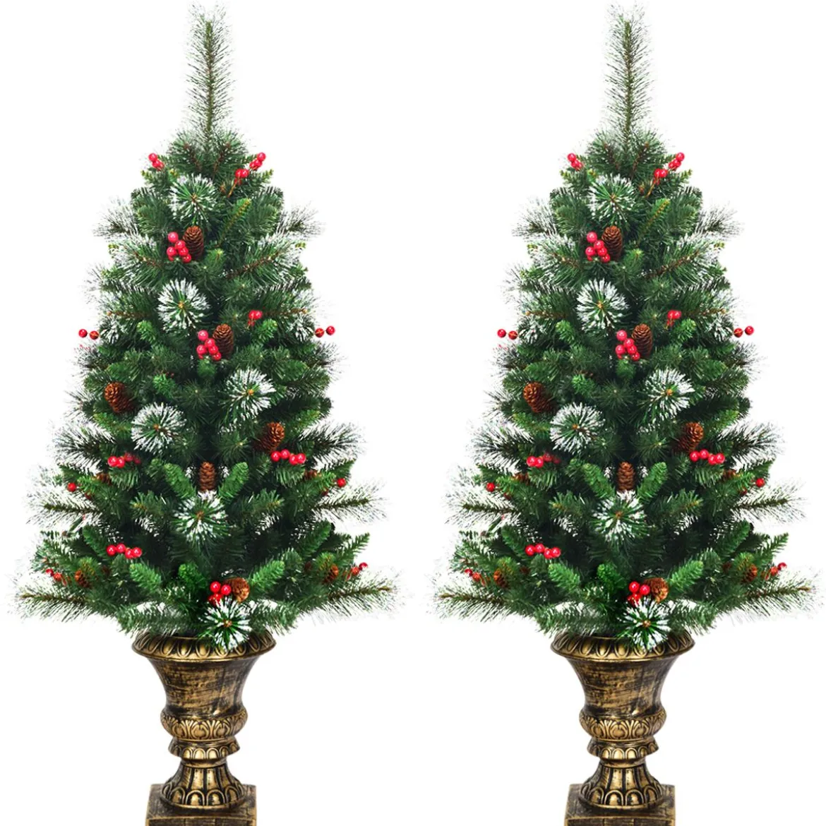 Künstlicher Weihnachtsbaum mit Kiefernzapfen & Roten Beeren 120 cm