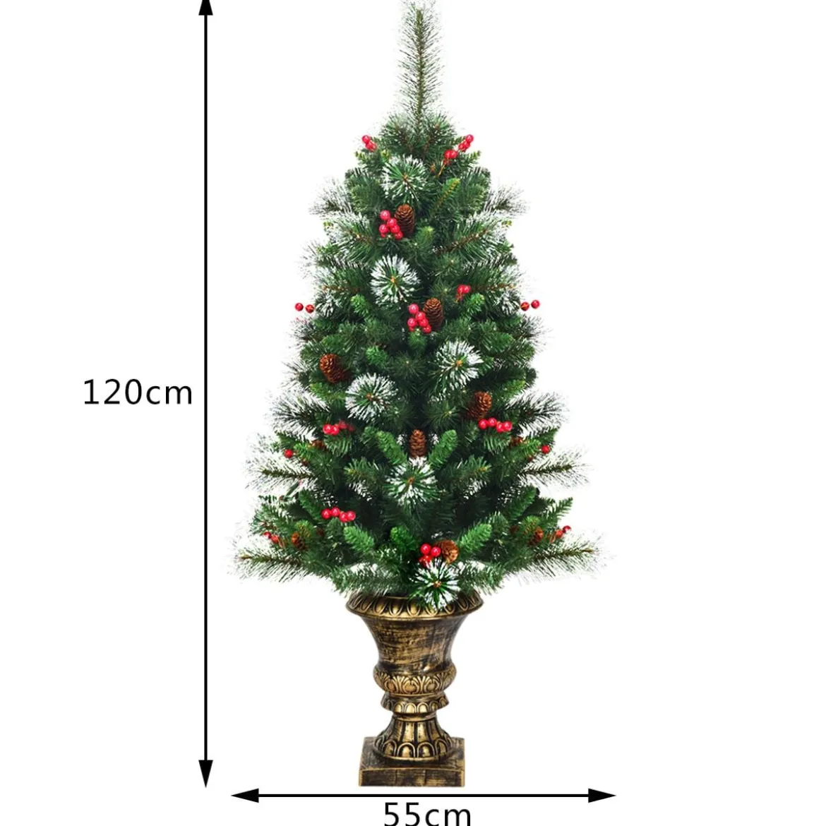 Künstlicher Weihnachtsbaum mit Kiefernzapfen & Roten Beeren 120 cm