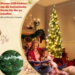 Künstlicher Weihnachtsbaum mit 1085 Zweigen und 350 Bunten LED-Lichtern 225 cm