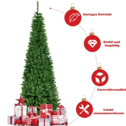 Künstlicher Weihnachtsbaum mit 1085 Zweigen und 350 Bunten LED-Lichtern 225 cm
