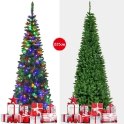 Künstlicher Weihnachtsbaum mit 1085 Zweigen und 350 Bunten LED-Lichtern 225 cm