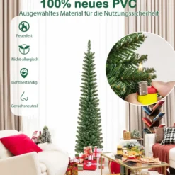 Künstlicher Weihnachtsbaum mit LED-Lichtern Schlanker Christbaum Beleuchteter Festbaum