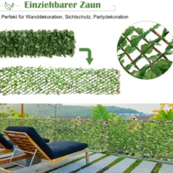 Künstliches Pflanzenwand Hecke Efeublättern Sichtschutz Dreiteiliges Set Heckenpflanze Windschutz für Garten Dekor 125 x 28 cm