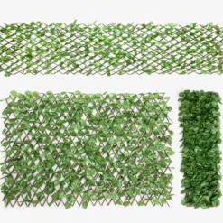 Künstliches Pflanzenwand Hecke Efeublättern Sichtschutz Dreiteiliges Set Heckenpflanze Windschutz für Garten Dekor 125 x 28 cm