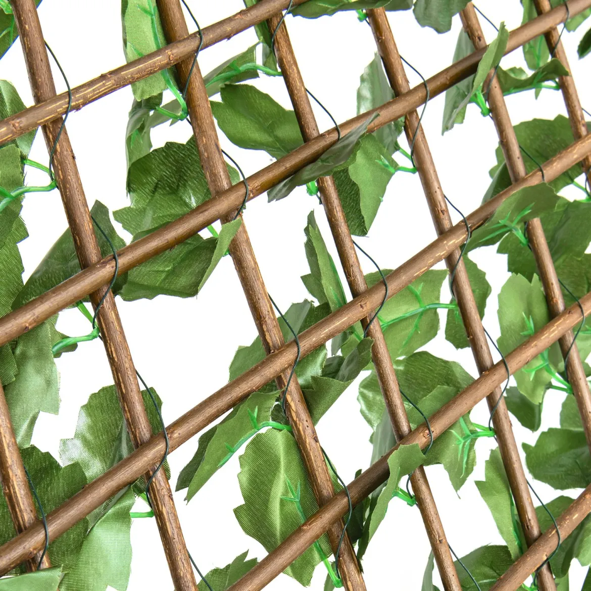 Künstliches Pflanzenwand Hecke Efeublättern Sichtschutz Dreiteiliges Set Heckenpflanze Windschutz für Garten Dekor 125 x 28 cm