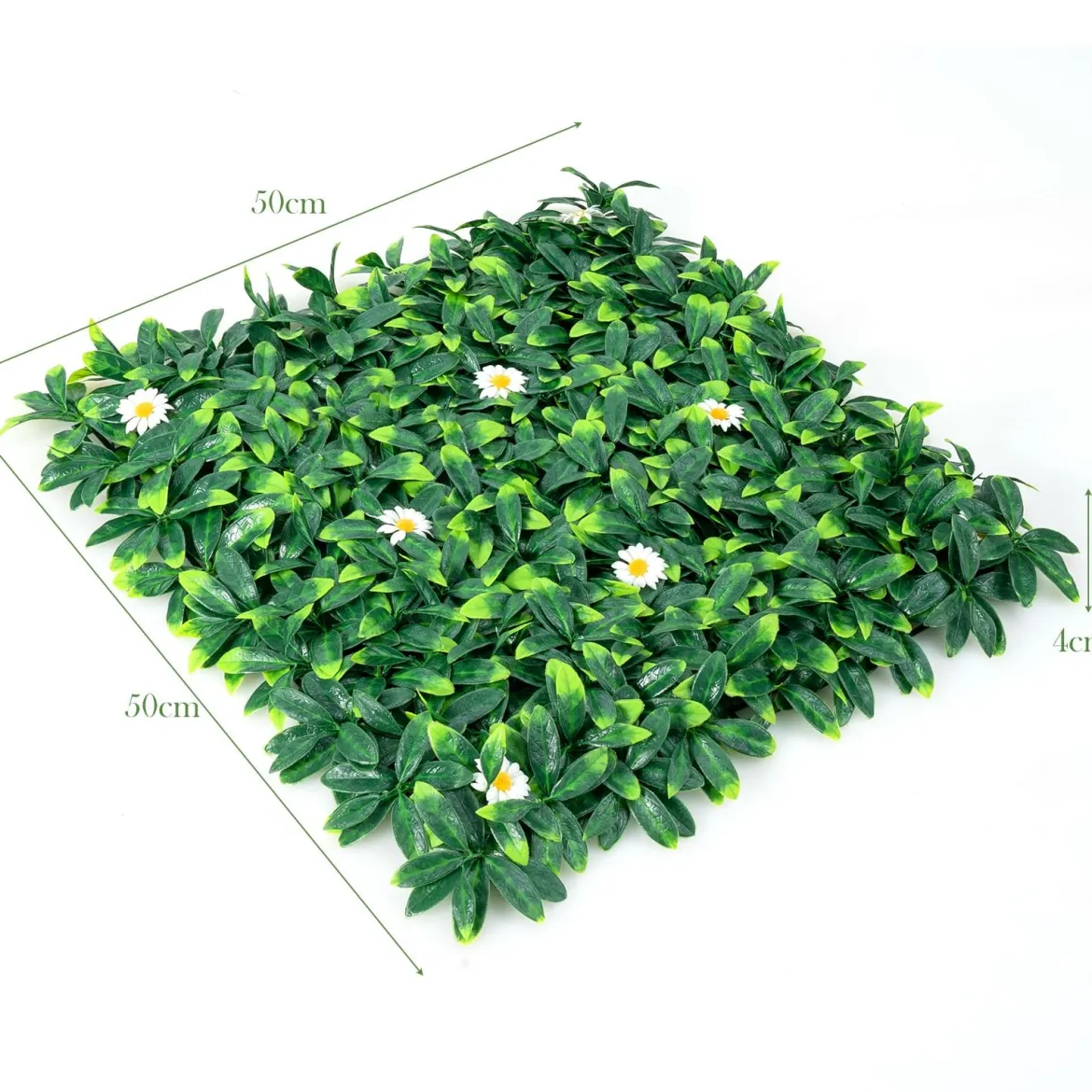 Künstliches Pflanzenwand Hecke Efeublättern Sichtschutz Heckenpflanze Windschutz Grüne Hecke 50 x 50 cm