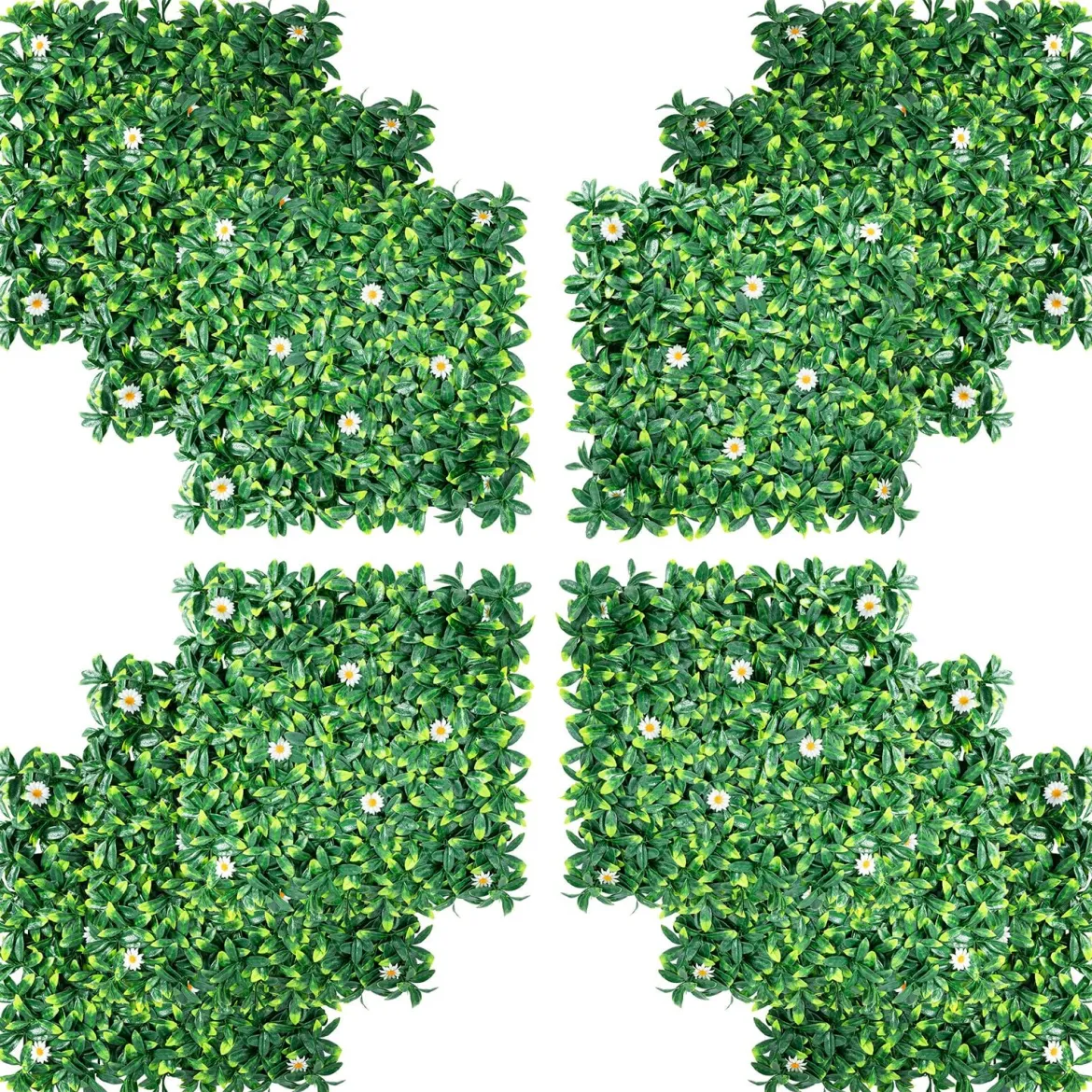 Künstliches Pflanzenwand Hecke Efeublättern Sichtschutz Heckenpflanze Windschutz Grüne Hecke 50 x 50 cm