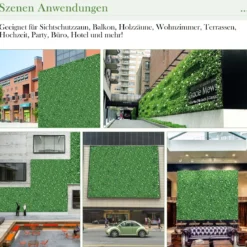 Künstliches Pflanzenwand Hecke Efeublättern Sichtschutz Heckenpflanze Windschutz Grüne Hecke 50 x 50 cm