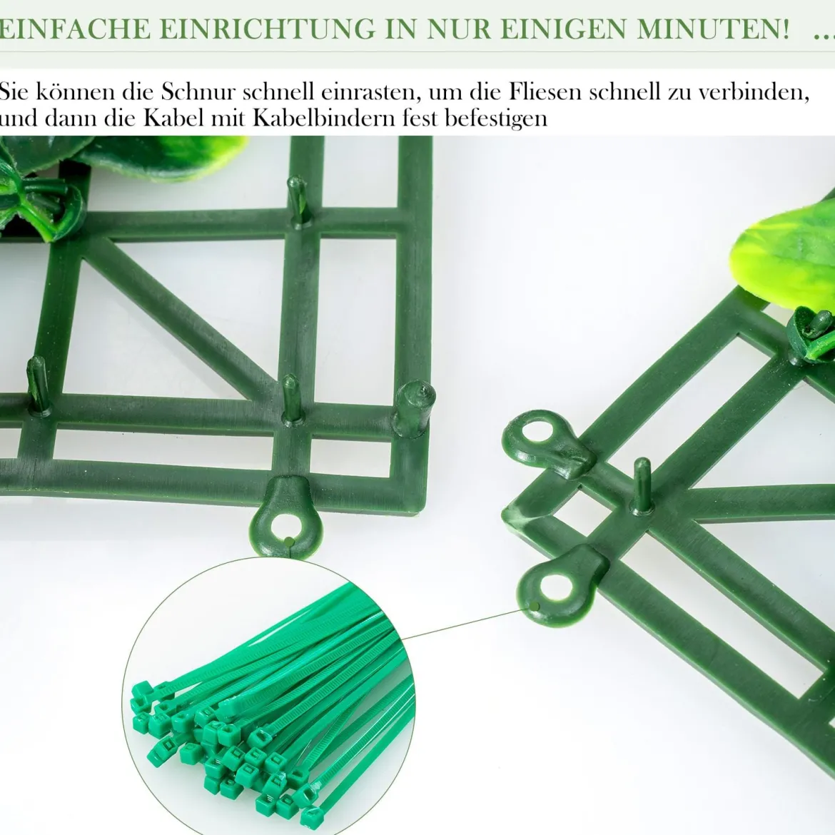 Künstliches Pflanzenwand Hecke Efeublättern Sichtschutz Heckenpflanze Windschutz Grüne Hecke 50 x 50 cm