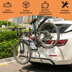 Kofferraum Fahrradträger für 3 Fahrräder mit Verstellbarer Länge & Winkel Stabiler Heckklappenträger