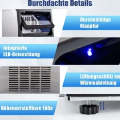 Kommerzielle Eiswürfelmaschine Eiswürfelbereiter 50 kg/24 Std. mit 11 kg Eislagerkapazität