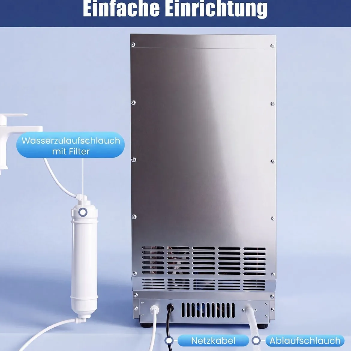 Kommerzielle Eiswürfelmaschine Eiswürfelbereiter 50 kg/24 Std. mit 11 kg Eislagerkapazität