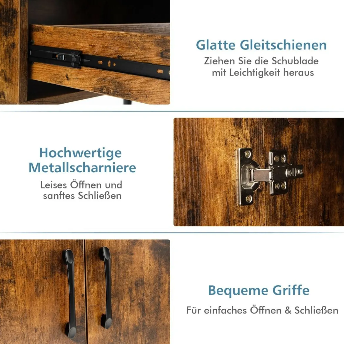 Kommode Bodenschrank mit 2 Türen & 1 Schublade Sideboard aus Holz 76 x 40 x 78 cm Braun