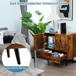 Kommode Bodenschrank mit 2 Türen & 1 Schublade Sideboard aus Holz 76 x 40 x 78 cm Braun