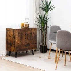 Kommode Bodenschrank mit 2 Türen & 1 Schublade Sideboard aus Holz 76 x 40 x 78 cm Braun