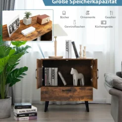 Kommode Bodenschrank mit 2 Türen & 1 Schublade Sideboard aus Holz 76 x 40 x 78 cm Braun