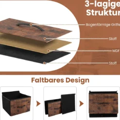 Kommode breiter Schrank mit 2 offenen Holzregalen 5 Schubladen & robustem Metallrahmen Rustikales Braun