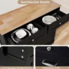 Kommode für Mülleimer mit 2 Türen & Schneidebrett & Holz-Arbeitplatte & 2 Schubladen Schwarz