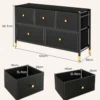 Kommode für Schlafzimmer mit 5 Schubladen breite Stoffkommode mit Metallrahmen 100 x 30 x 58,5 cm Schwarz