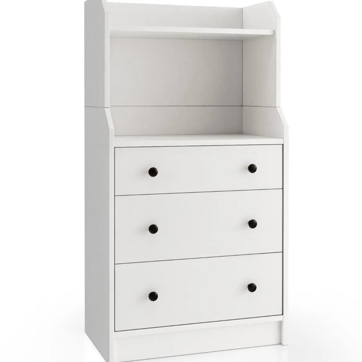 Kommode mit 3 Schubladen & Ablageflächen & Kippschutz Schubladenschrank Weiß