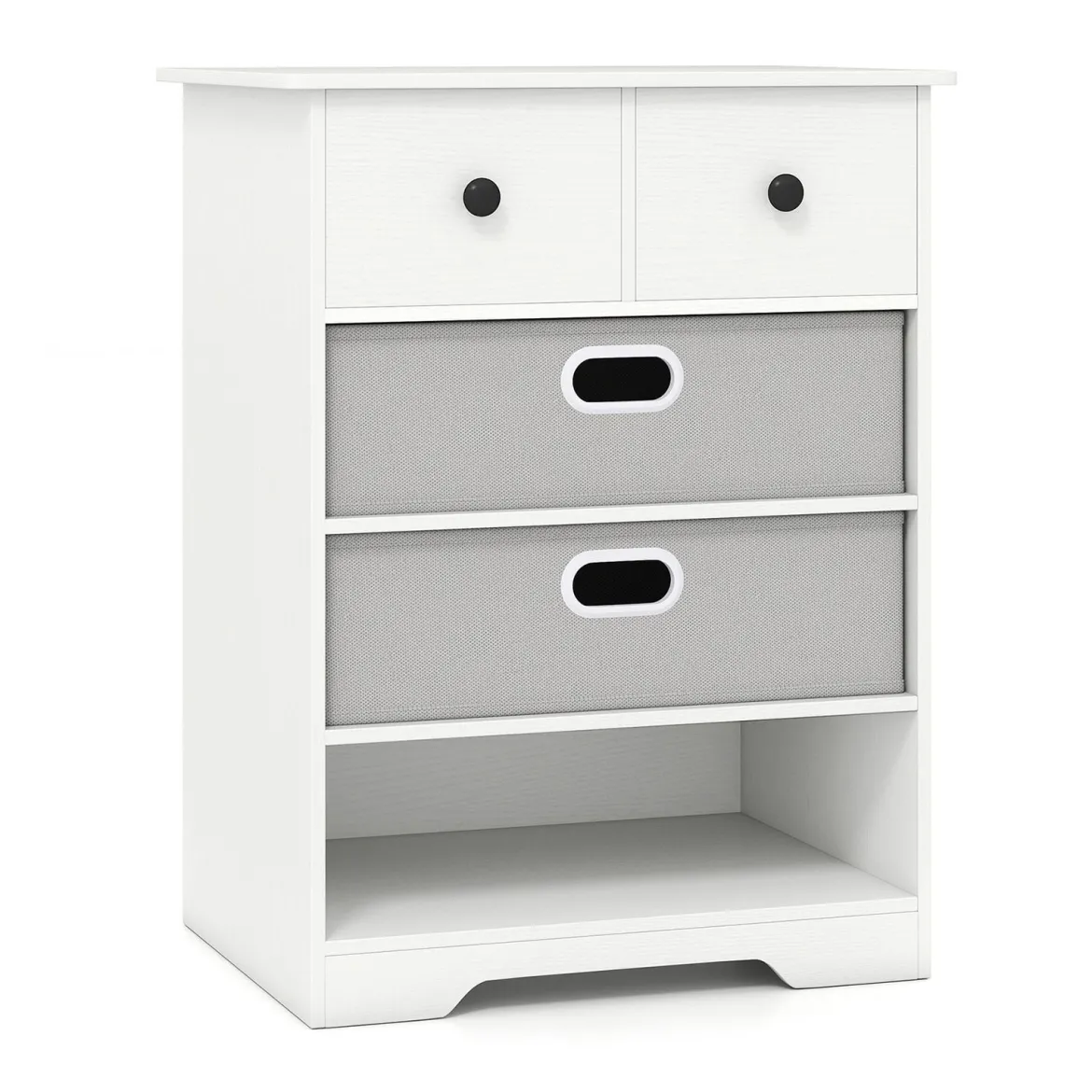 Kommode mit 4 Schubladen Kommodenschrank mit offenen Regalen Nachttisch Aufbewahrungskommode 58 x 42 x 75 cm Weiß