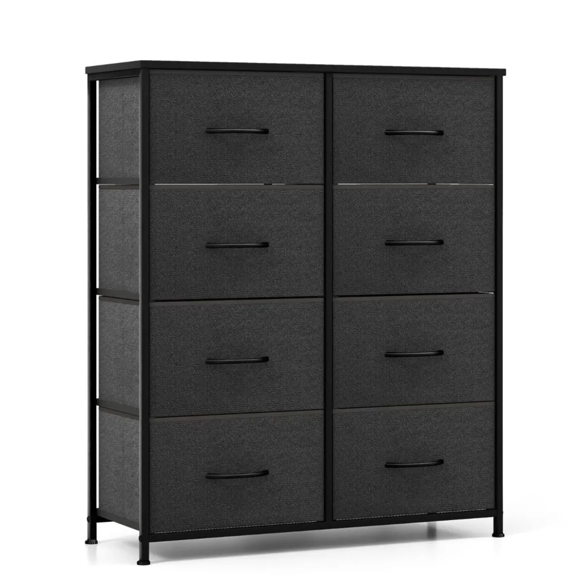 Kommode mit 8 Schubladen & Metallgestell & Tischplatte Stoffkommode 80 x 30 x 92 cm Grau