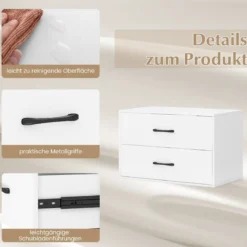 Kommode mit 2 Schubladen Schubladenschrank stapelbar Sideboard aus Holz 60 x 34 x 38 cm Schwarz/Weiß/Walnuss